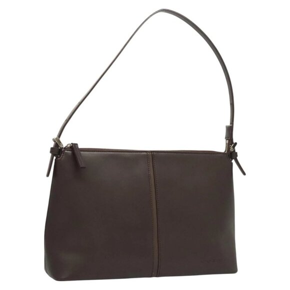 BURBERRY Shoulder Bag Leather Brown Silver Auth - Picture 1 of 16